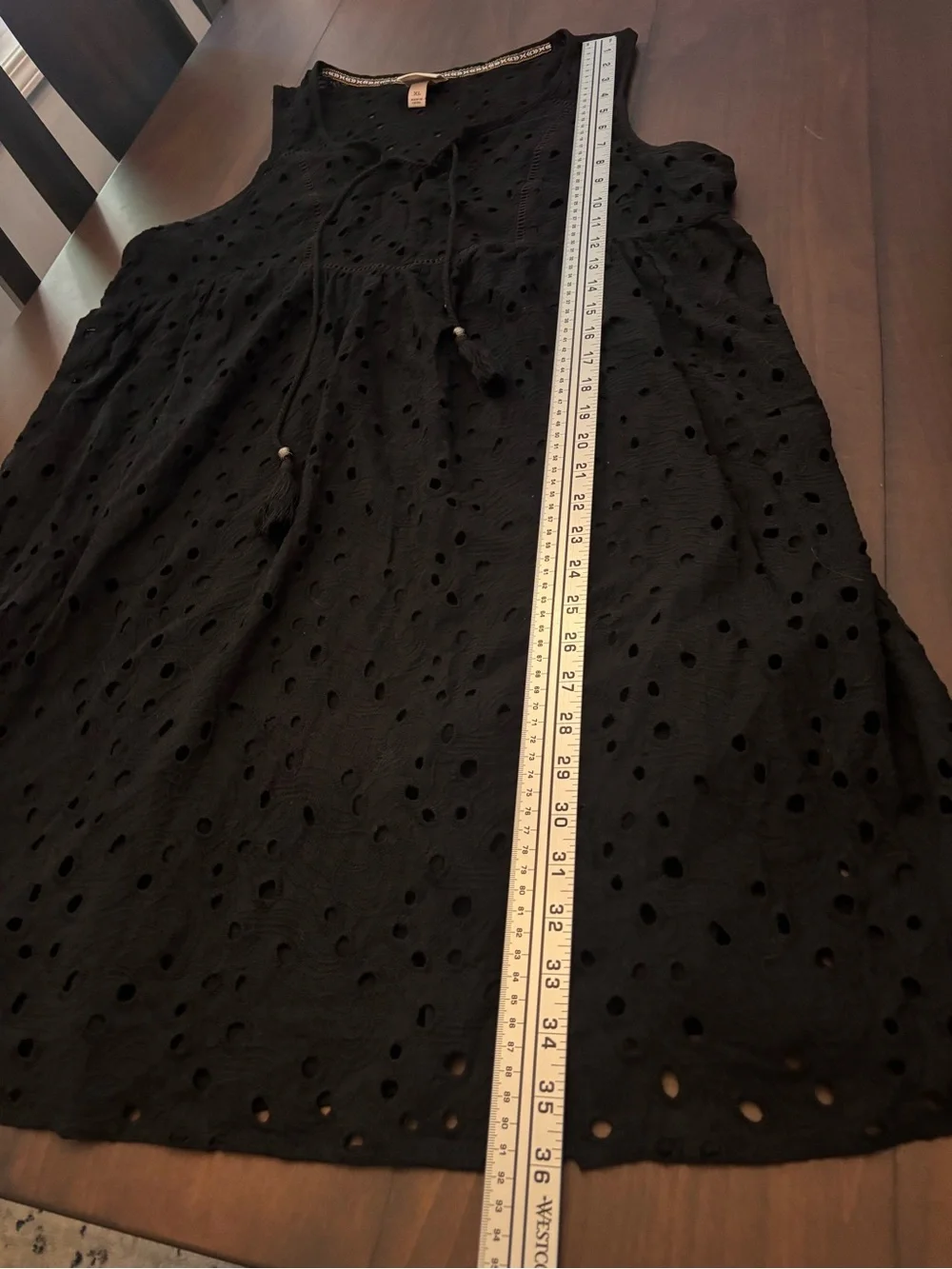 Knox Rose Black Eyelet Sleeveless Peasant Dress
